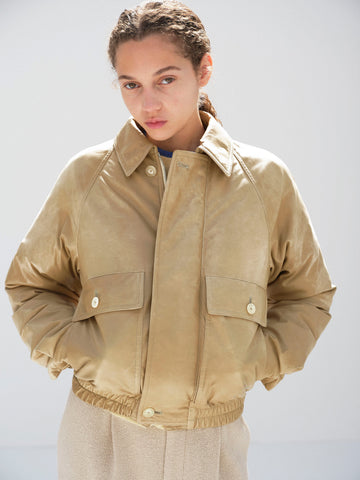FINE CALF LEATHER DOWN BLOUSON