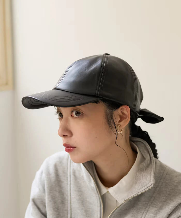 PU Ribbon Cap/Fake Leather Cap