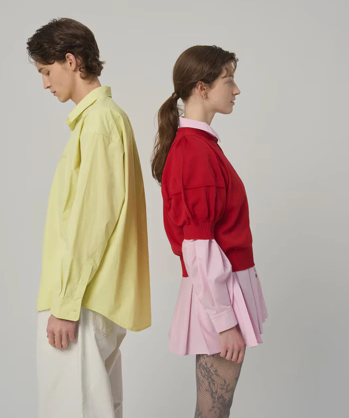 Nuance Color Oversized Regular Collar Long Sleeve Shirt