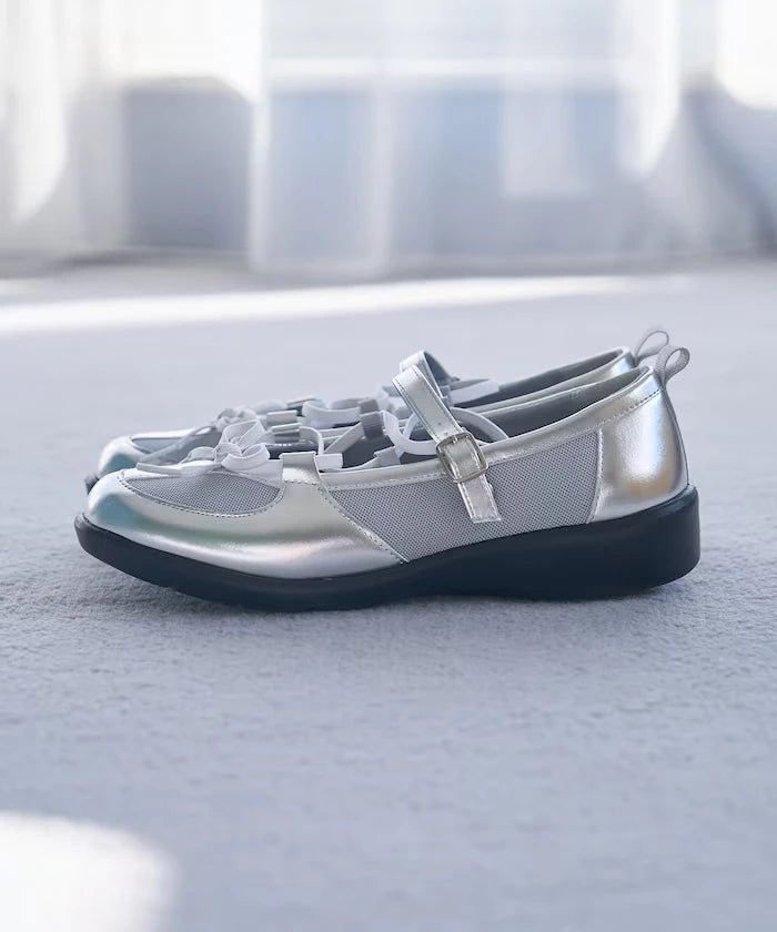 Lace-Up Mesh Ballet Shoes