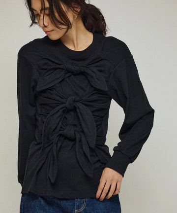 Organic Cotton Ribbon Detail Top / Long Sleeve T-shirt