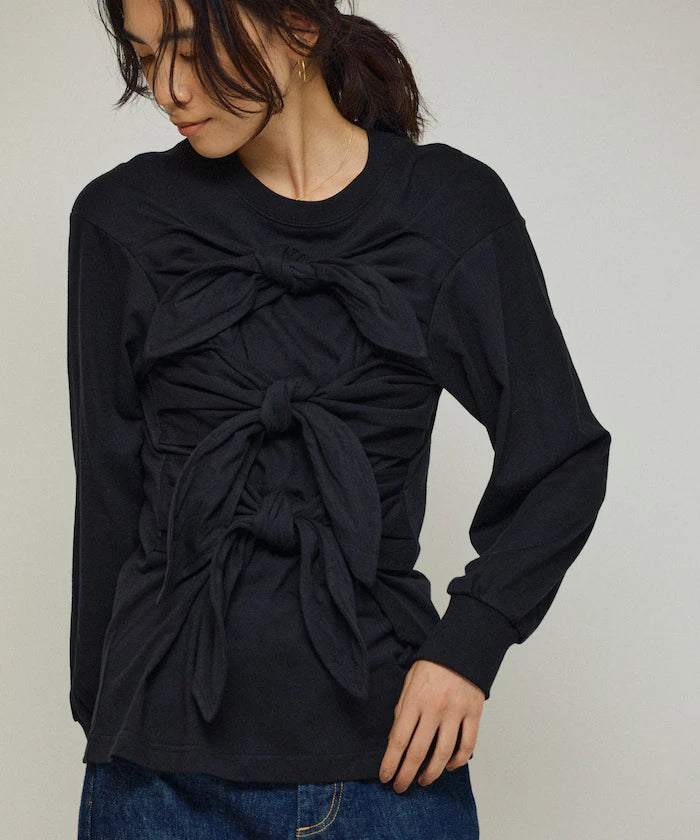Organic Cotton Ribbon Detail Top / Long Sleeve T-shirt