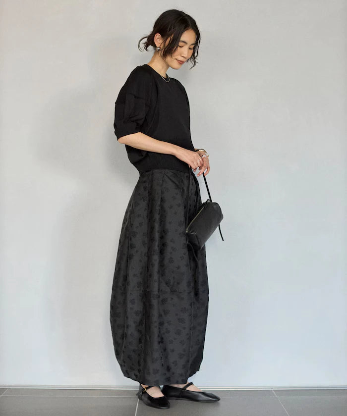 Flower Sheer Jacquard Cocoon Skirt