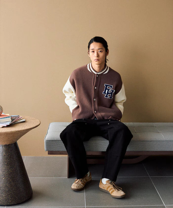 Relaxed Fit Logo Knit Varsity Jacket
