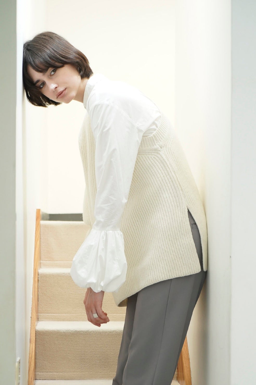 ONE SHOULDER WIDE KNIT TOPS
