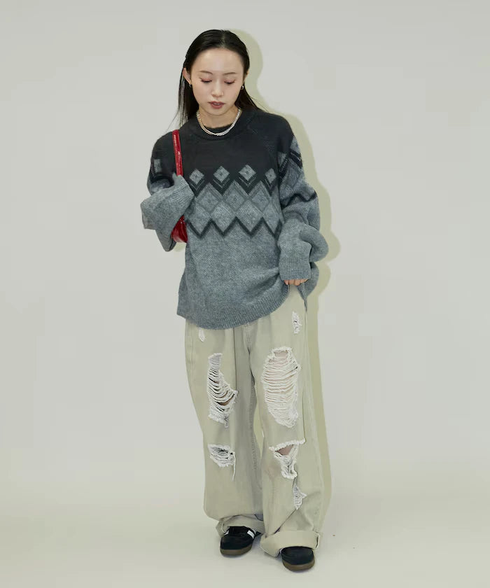 Jacquard Mohair Touch Knit Pullover Limited Edition