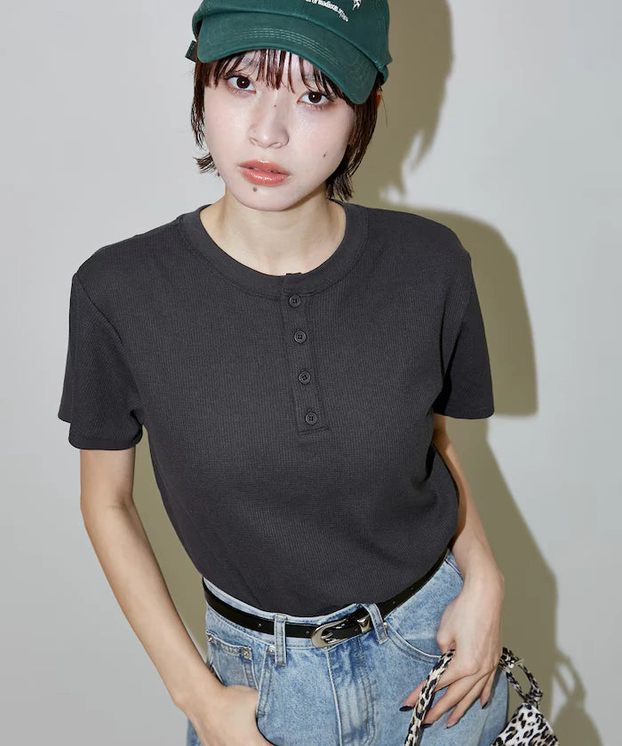Light Waffle Henley Neck T-Shirt Limited Edition