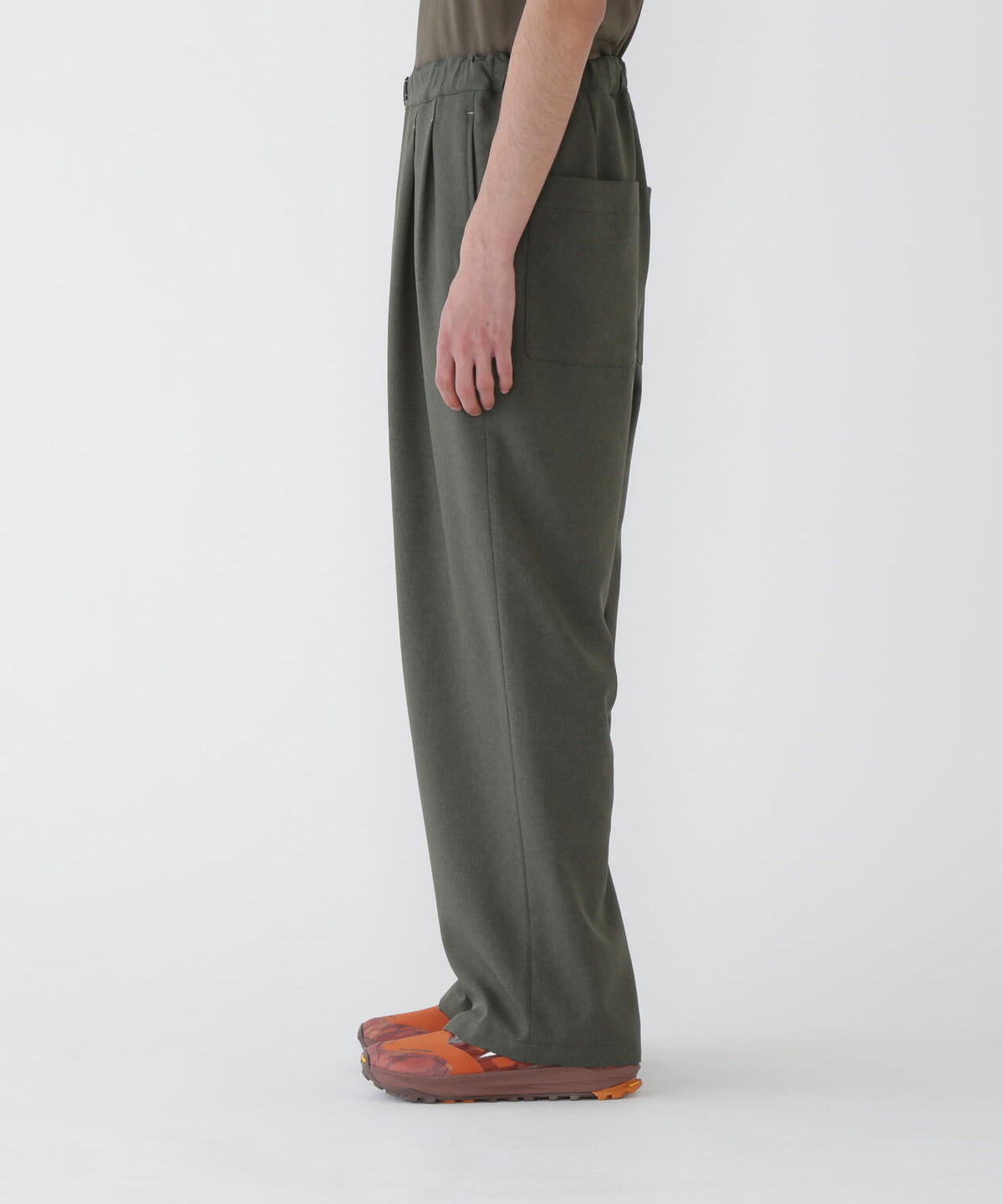 PE melange twill wide pants