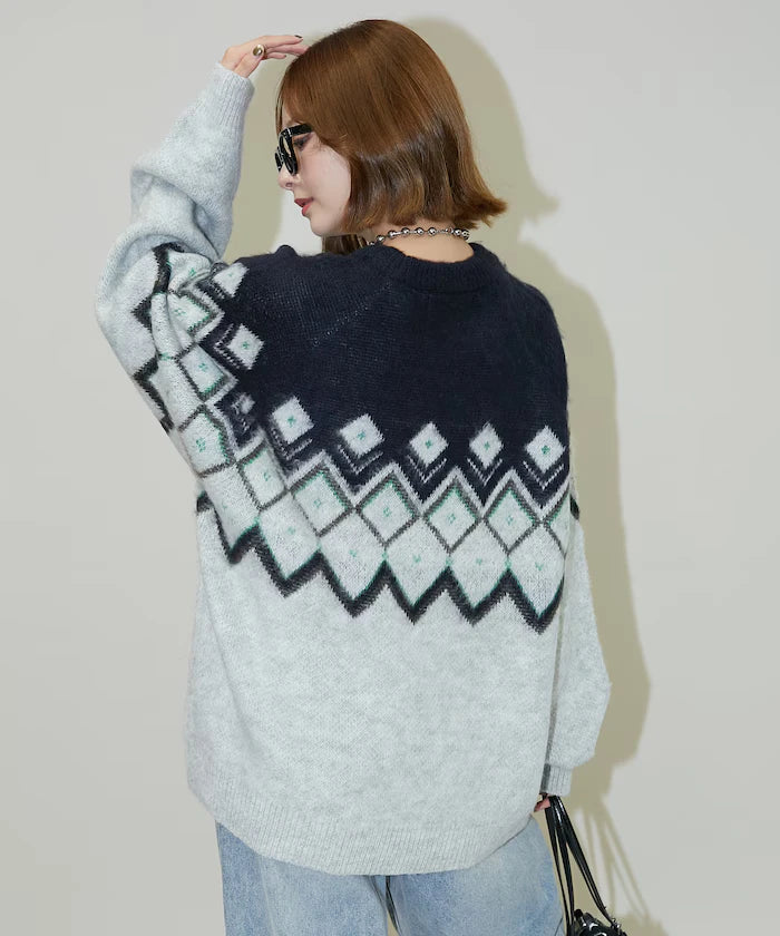 Jacquard Mohair Touch Knit Pullover Limited Edition