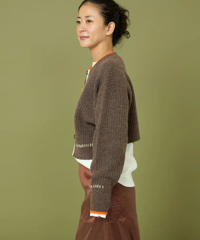 Short Length Color-block Knit Cardigan