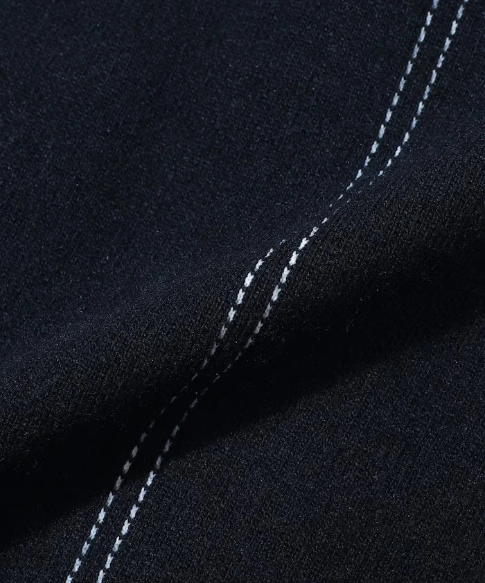 Oversized Wool Blend Knit Coverall / Color Stitch Knit Jacket