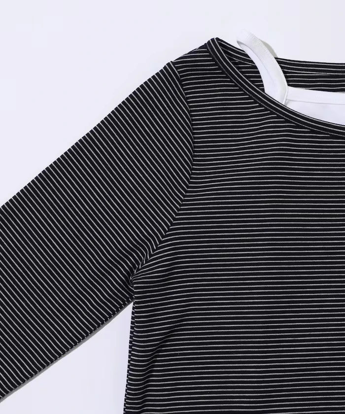 Layered Set Top / Striped Cardigan & Camisole