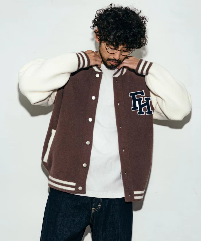 Relaxed Fit Logo Knit Varsity Jacket