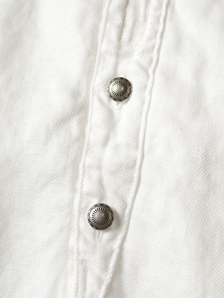 Gauze Linen Herringbone Stand Penny Shirt