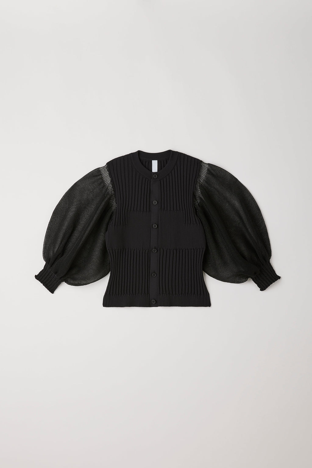 FLUTED LUCENT PUFF SLEEVE CARDIGAN