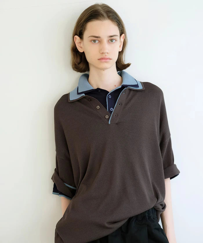 LOVE POP STUDIO Collar Layered Knit Polo Shirt Limited Edition