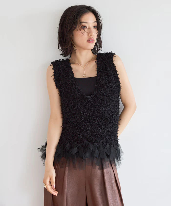 2WAY Fringe Hem Knit Vest