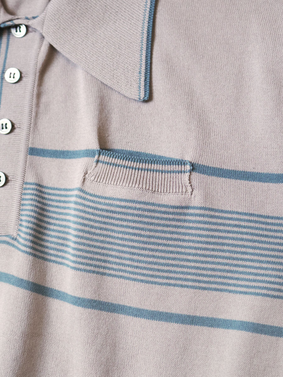 14G Cotton Knit Stripe Carol Polo