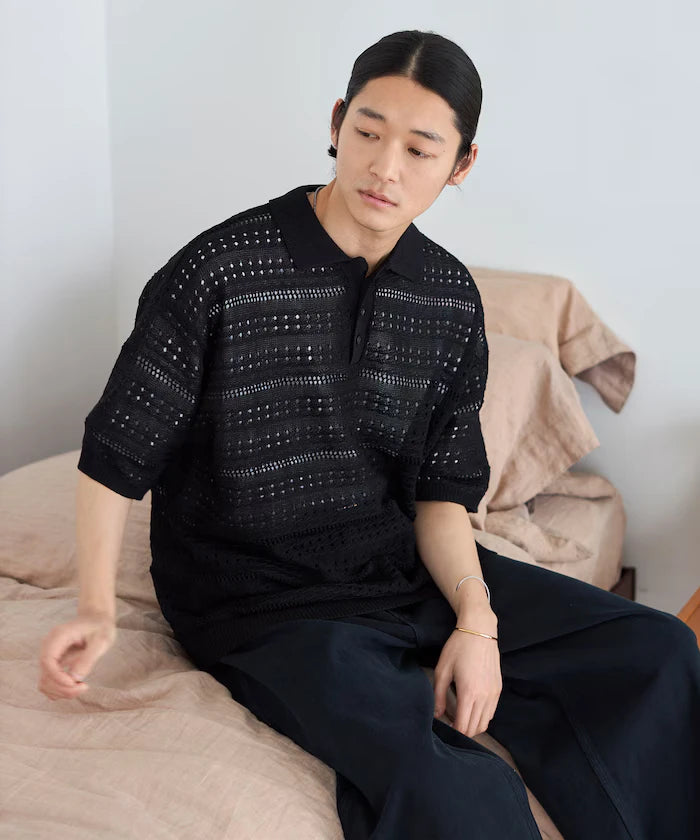 Big Silhouette Short Sleeve Knit Polo Shirt