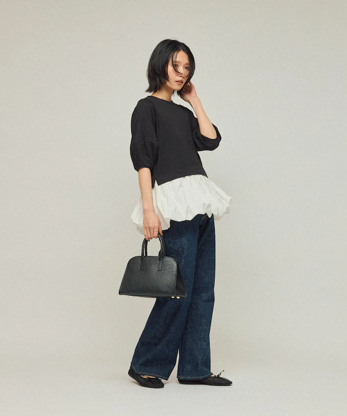 Organic Cotton Peplum Switch Top / 5-minute Sleeve T-Shirt
