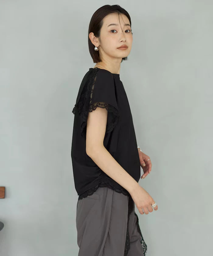 Handkerchief Sleeve Shirring Blouse