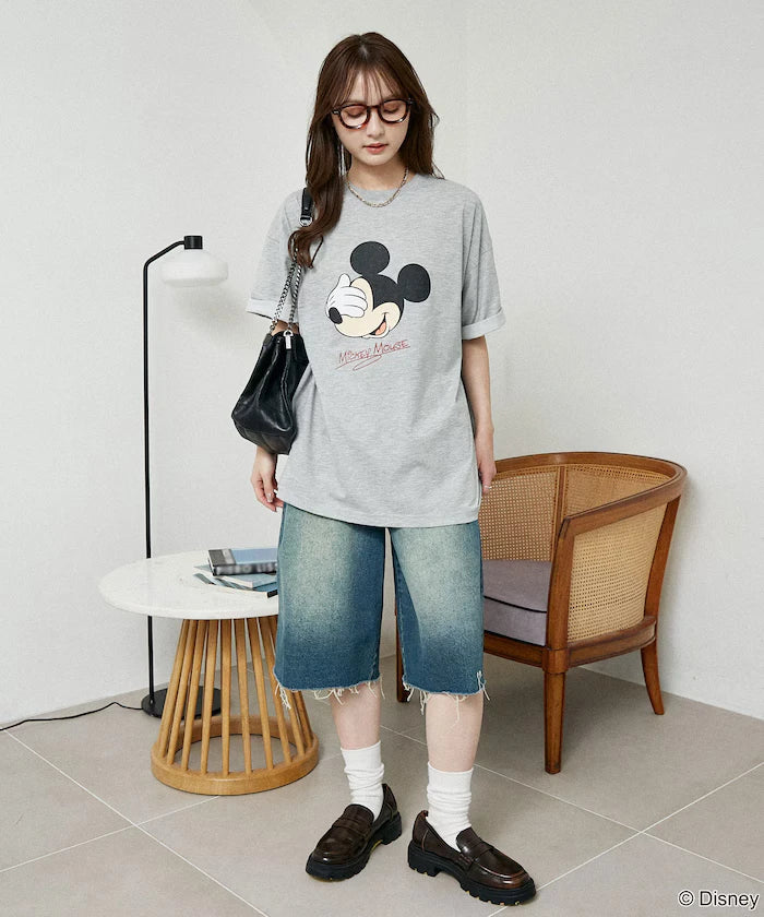 <Functional Material>Mickey Mouse Face T-Shirt Limited Edition