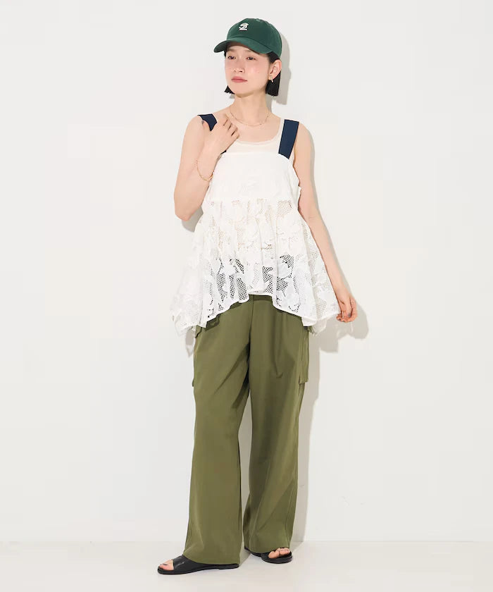 Flower Motif Batten Lace Iris Hem Camisole Top 【Limited Edition】