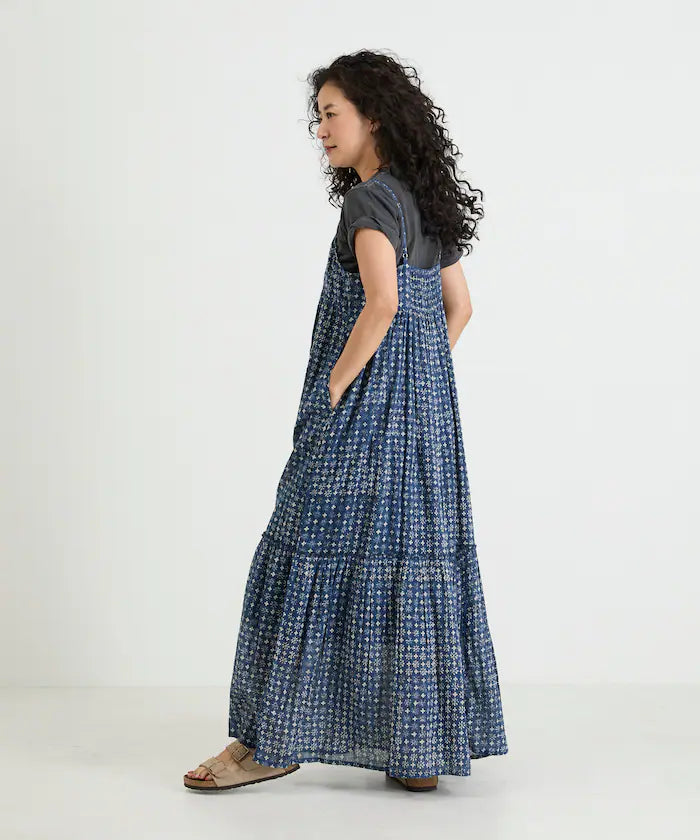 India Woodblock Flower Print Cami Dress