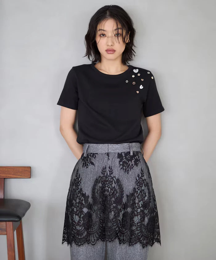 Many Button Cotton Modal Short Sleeve T-Shirt