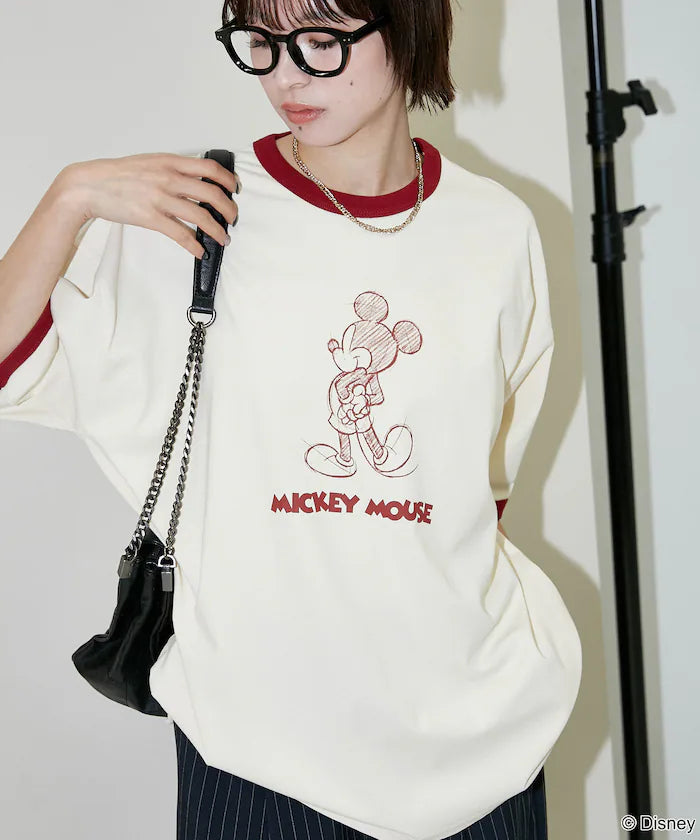 <Functional Material>Mickey Mouse/Sketch Ringer T-Shirt Limited Edition