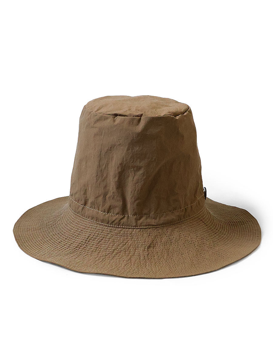 Nylon KONBU processed Pork Pie CAMP-HAT (long brim)