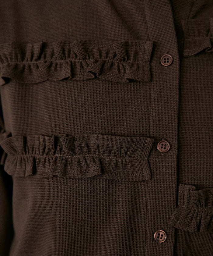 Frill Design Cardigan Short Pants Set Up Limited Release