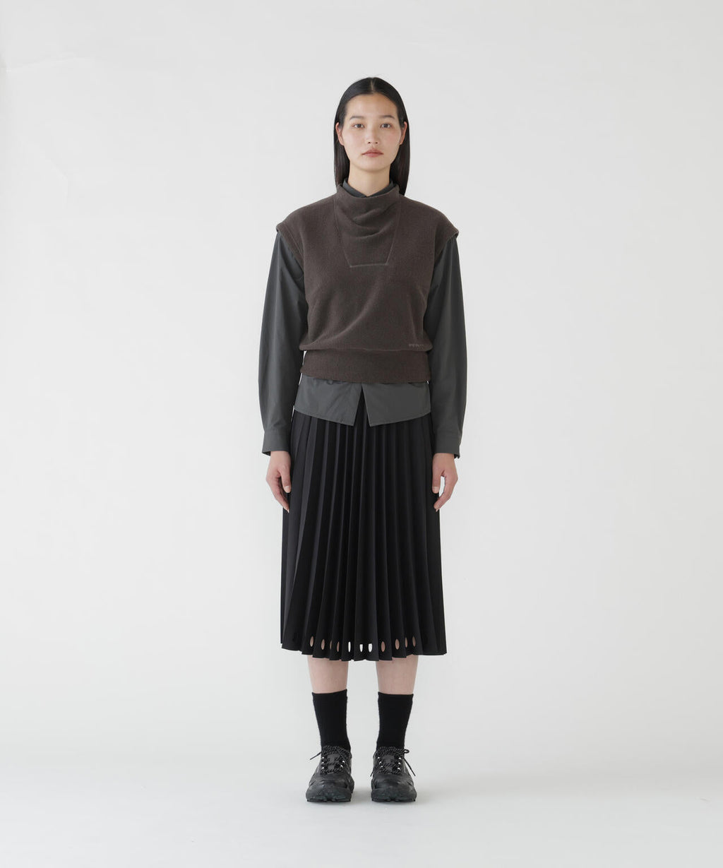 PE melange twill pleats skirt (W)