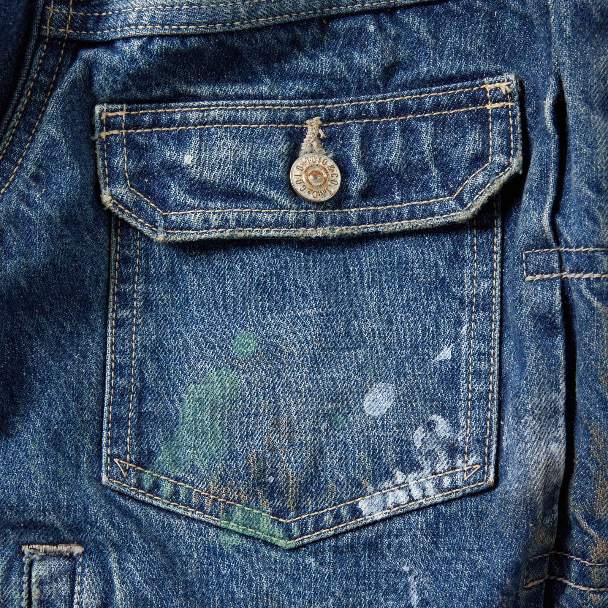 GL15674H / RECYCLED WASTE SUVIN COTTON YARN 14oz. DENIM JACKET VINTAGE WASHED