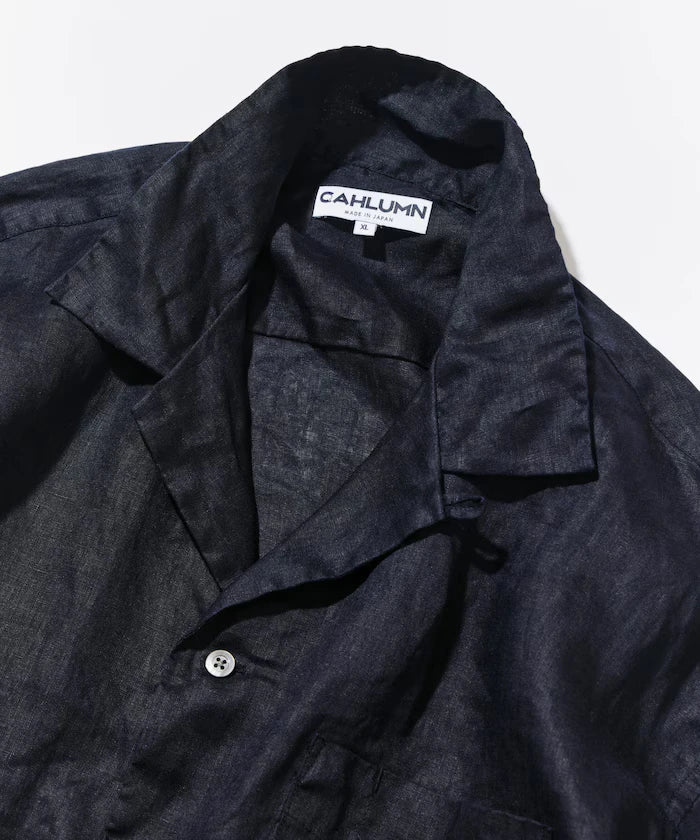 Linen Open Collar Long Sleeve Shirt
