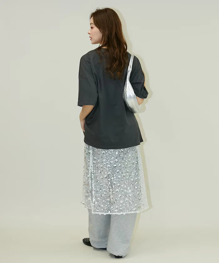 Flower Nuance Art Box Print Big Silhouette T-Shirt Limited Release