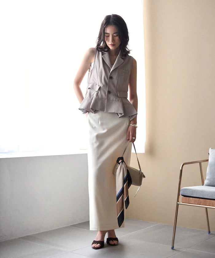 Pinstripe Flare Hem Short Vest
