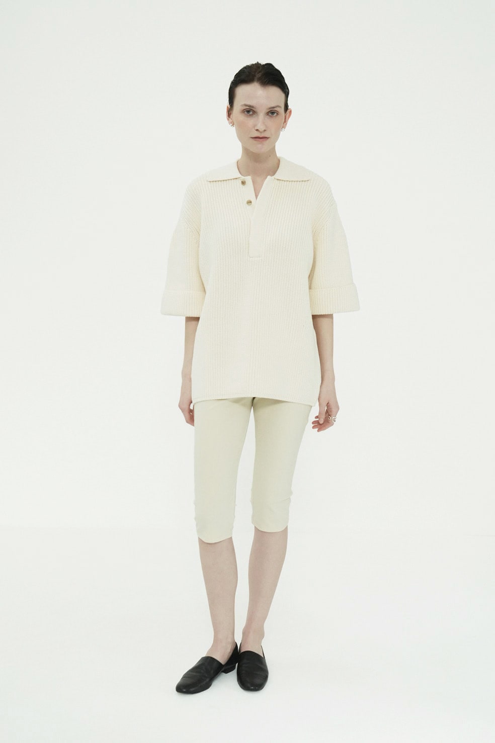 OVER HALF SLEEVE POLO KNIT TOPS