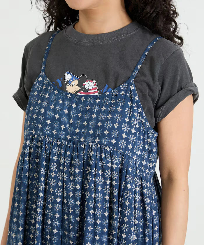 India Woodblock Flower Print Cami Dress