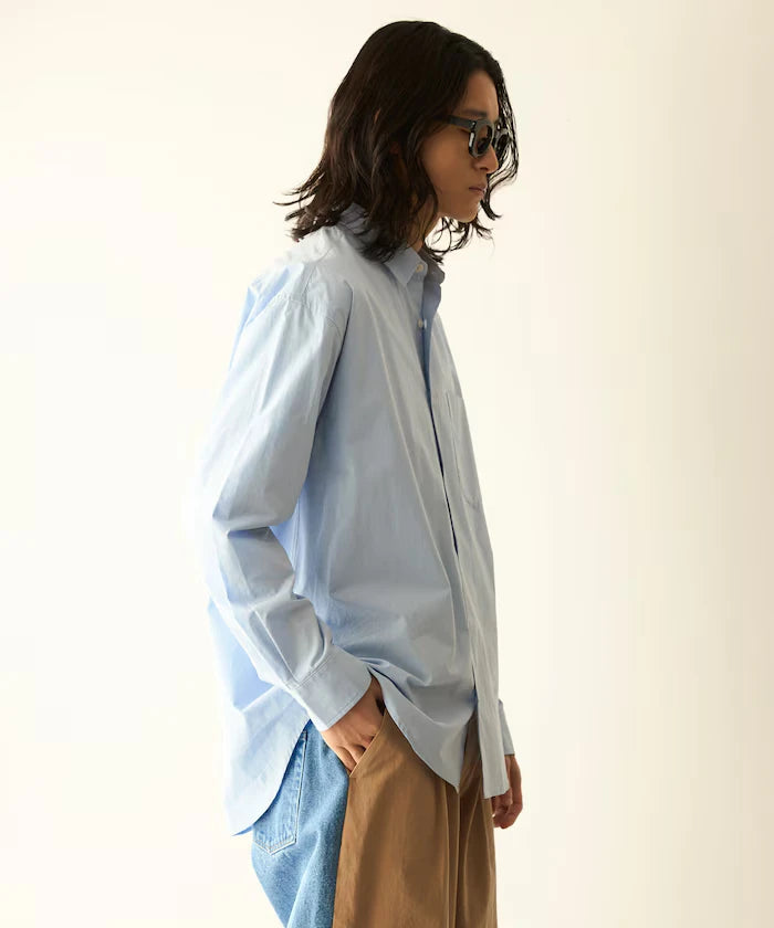 Nuance Color Oversized Regular Collar Long Sleeve Shirt
