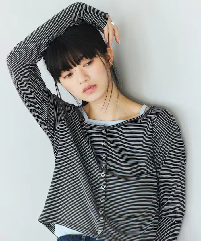 Layered Set Top / Striped Cardigan & Camisole
