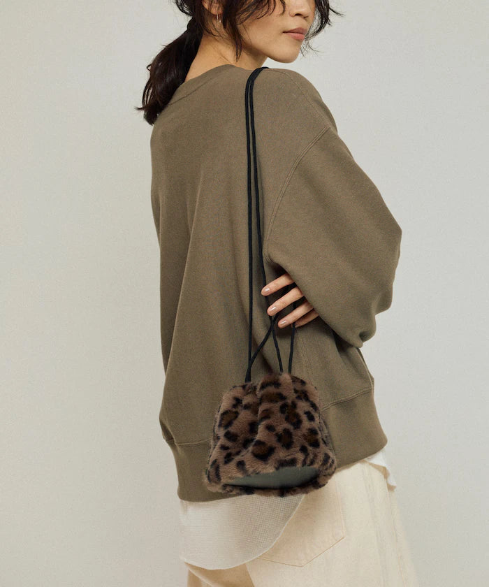 Fake Fur Mini Drawstring Bag