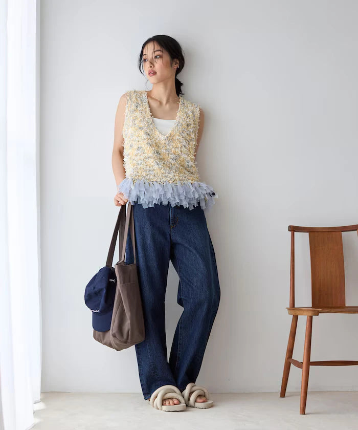 2WAY Fringe Hem Knit Vest