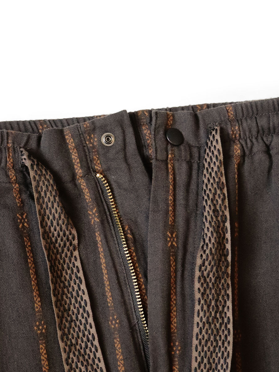 Cotton Linen Sham Stripe Easy Pants