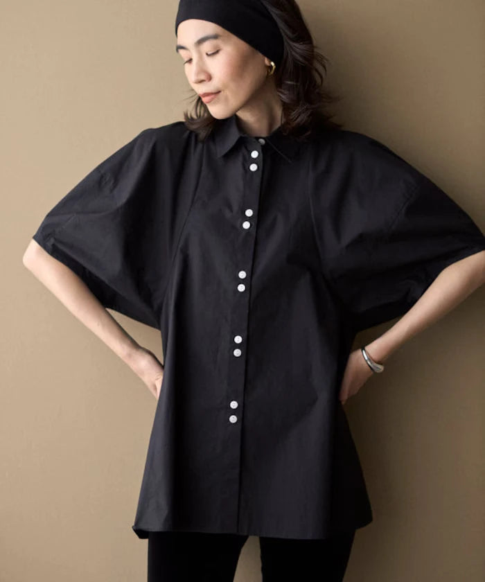 Switching Design Balloon Sleeve Shirt / 5-Minute Sleeve Blouse [Limited Edition]