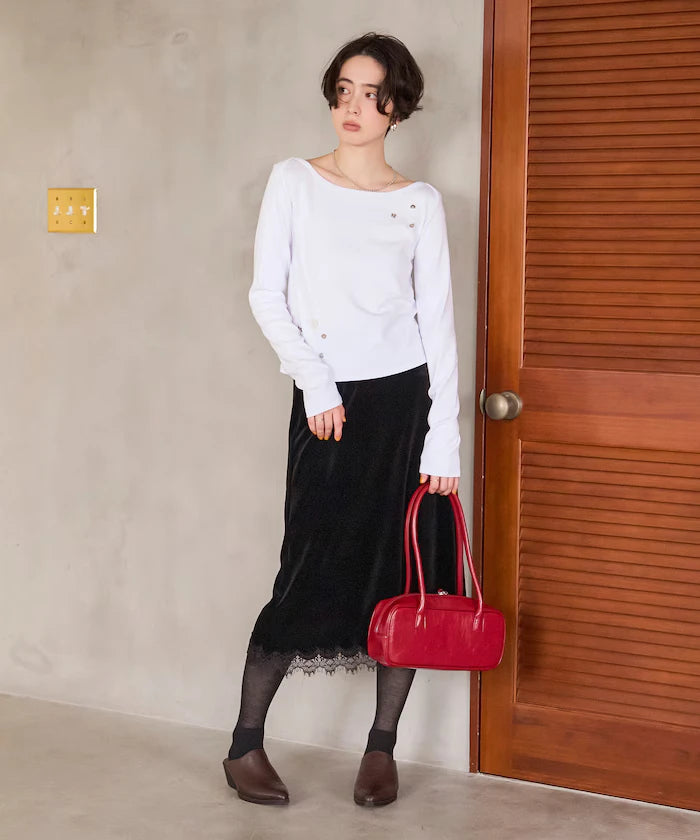 Many Button Cotton Modal Long Sleeve T-Shirt