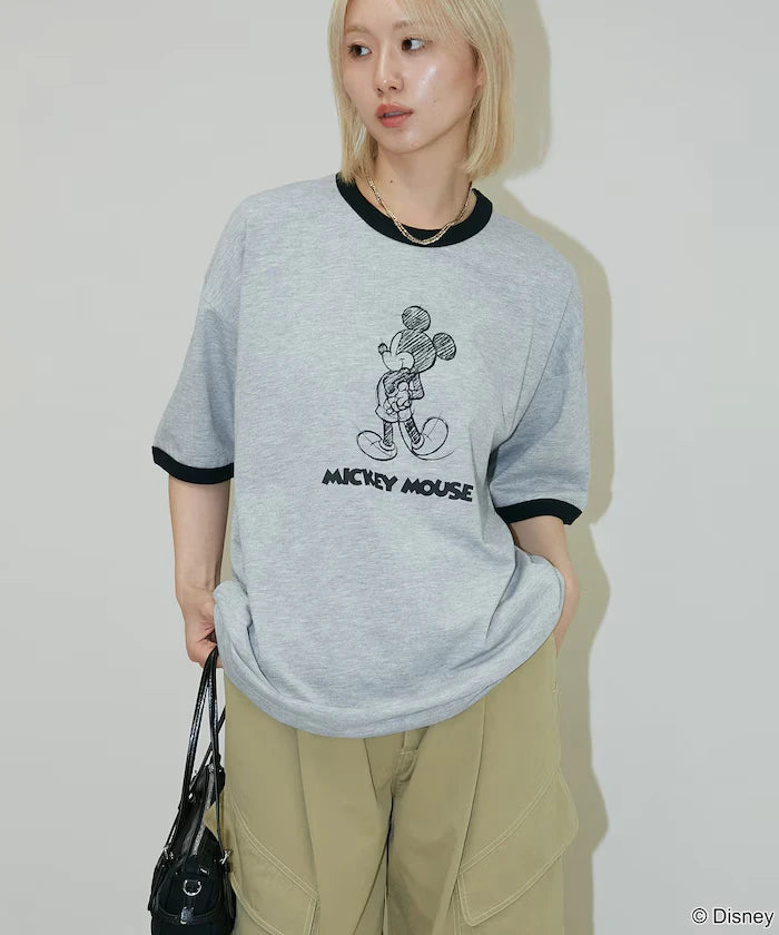 <Functional Material>Mickey Mouse/Sketch Ringer T-Shirt Limited Edition
