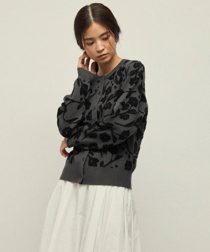 Flower Jacquard Knit Cardigan