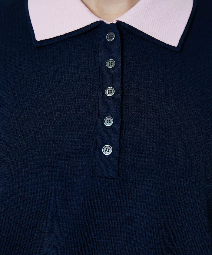 Color Scheme 2-Panel Collar Short Sleeve Knit Polo Shirt Limited Edition