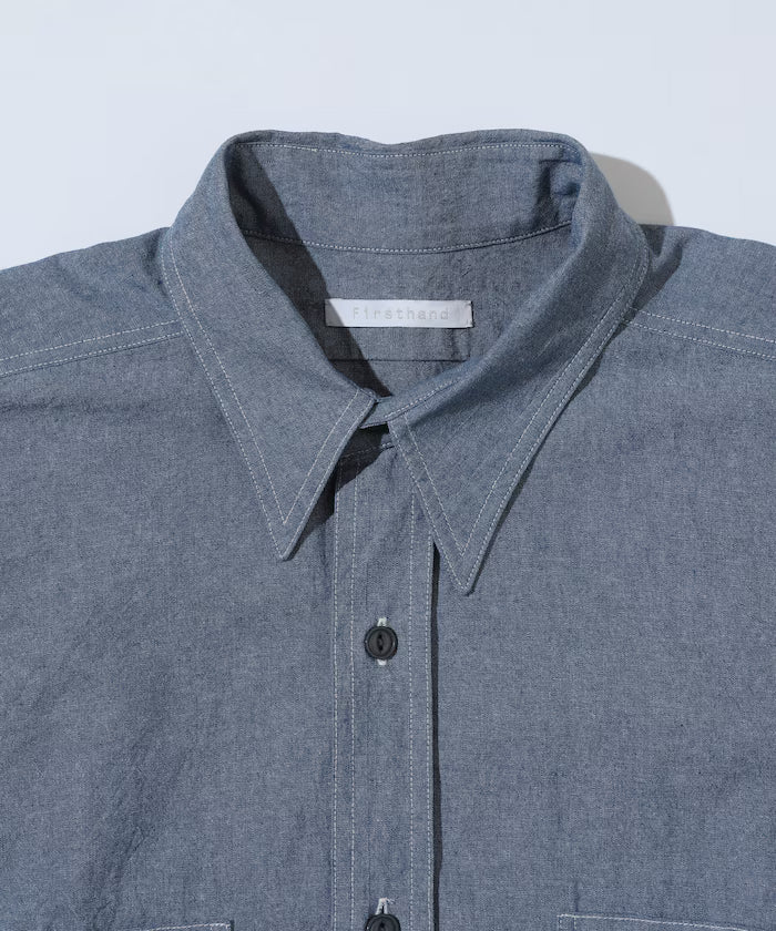 Oversized Classic Regular Collar Chambray Shirt Long Sleeve